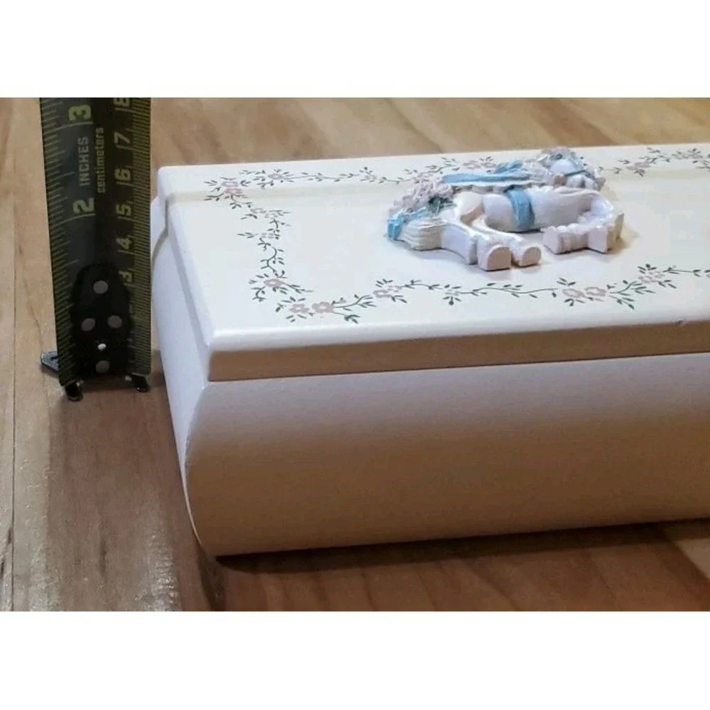 Vintage Wood Childrens Jewelry‎ Trinket Keepsake Box With Hinged Lid Horse Pony